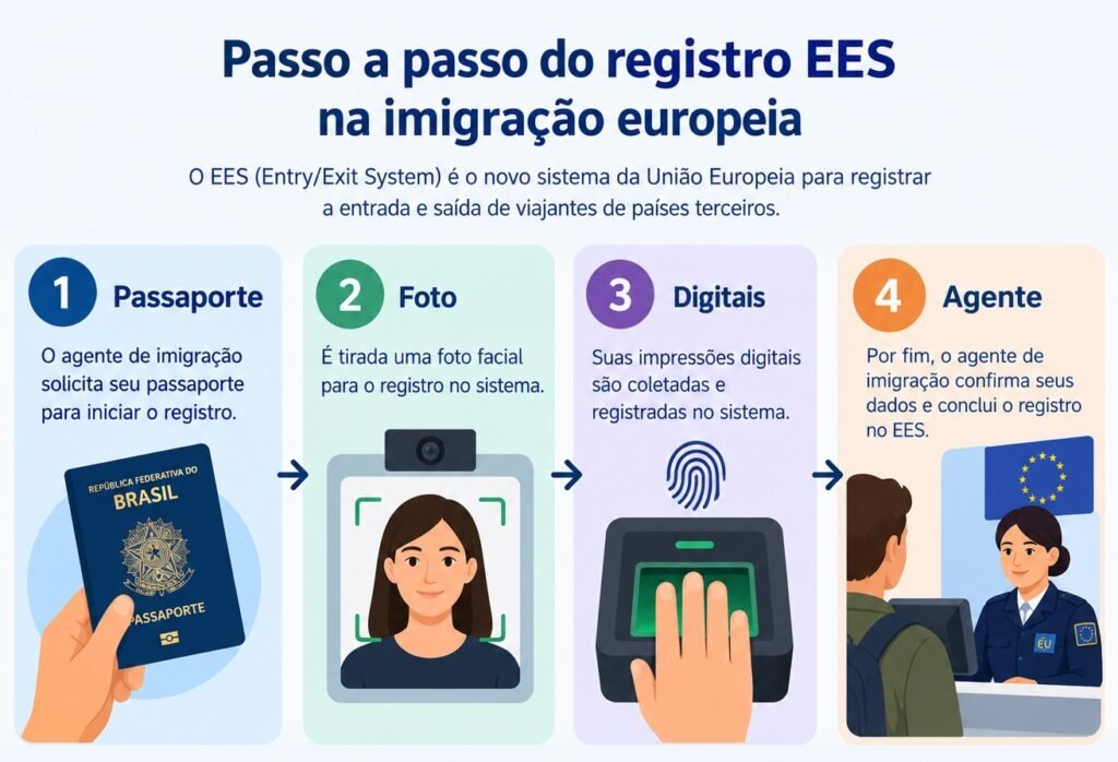 Passo a passo do registro EES na imigração europeia